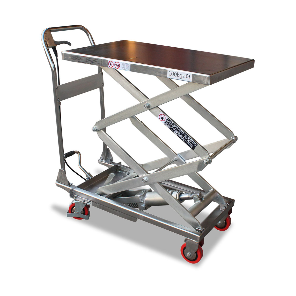 Double Lift Stainless Mobile Scissor Lift Trolley