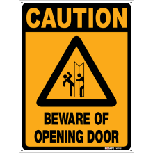 Buy Beware of Opening Door in Caution Signs from Astrolift NZ