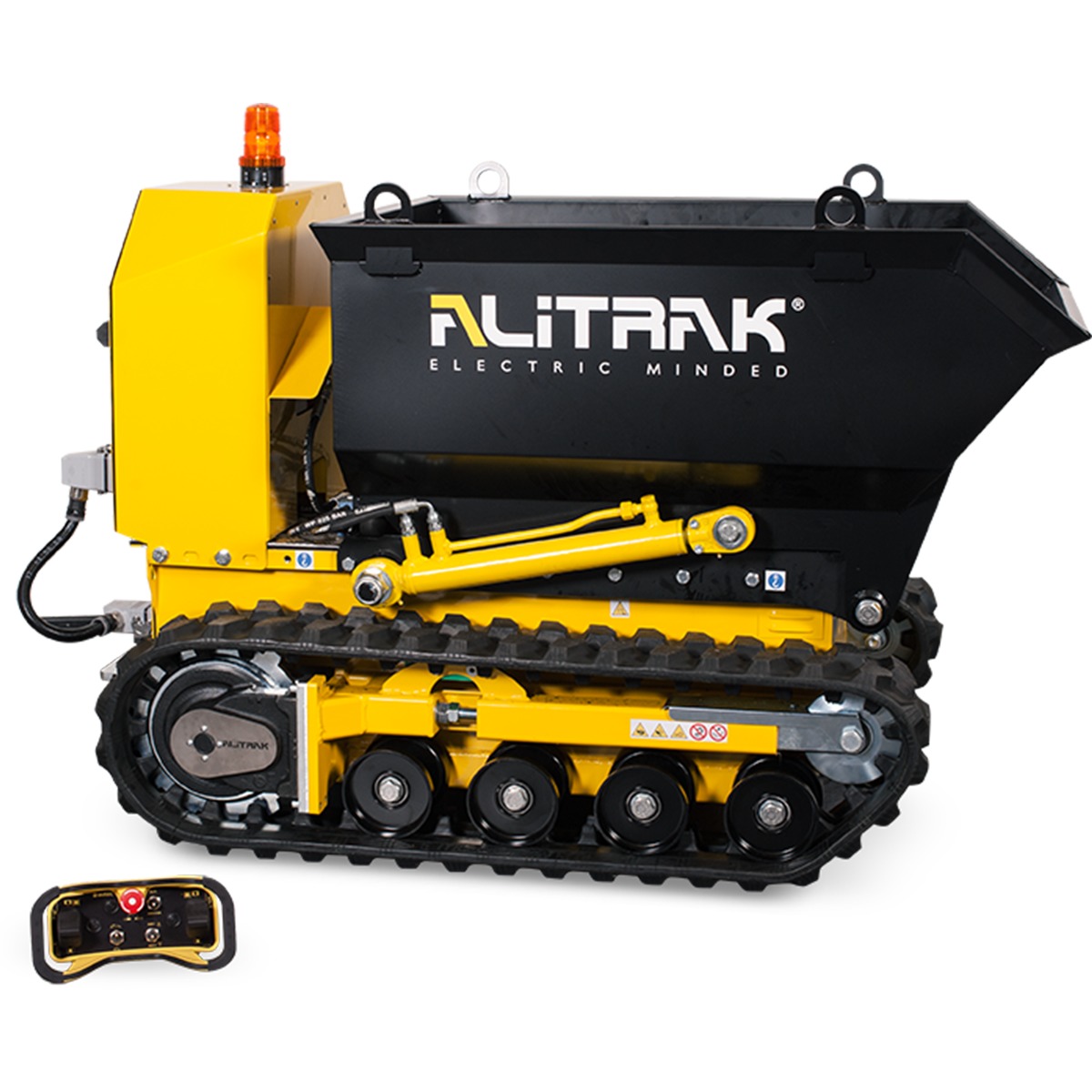 Electric Dumper Skip on Tracks Remote Electric Dumpers Astrolift