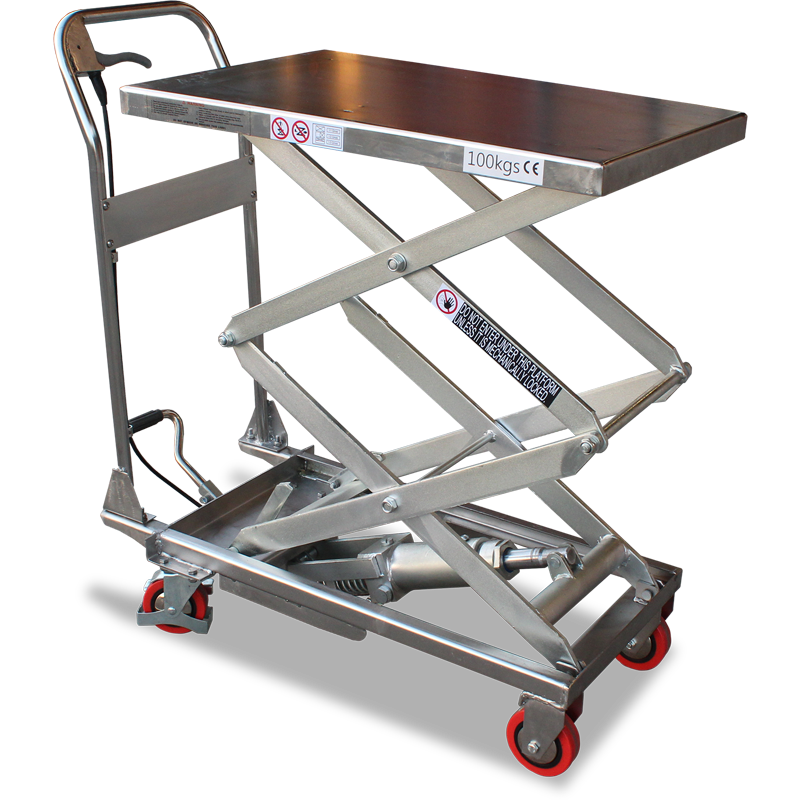 Mobile Scissor Lift Trolley Double (Stainless Steel) Mobile Scissor Lift Trolley Double (Stainless Steel)