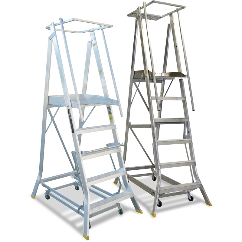Platform Ladders - Wheeled-Chassis Platform Ladders - Wheeled-Chassis