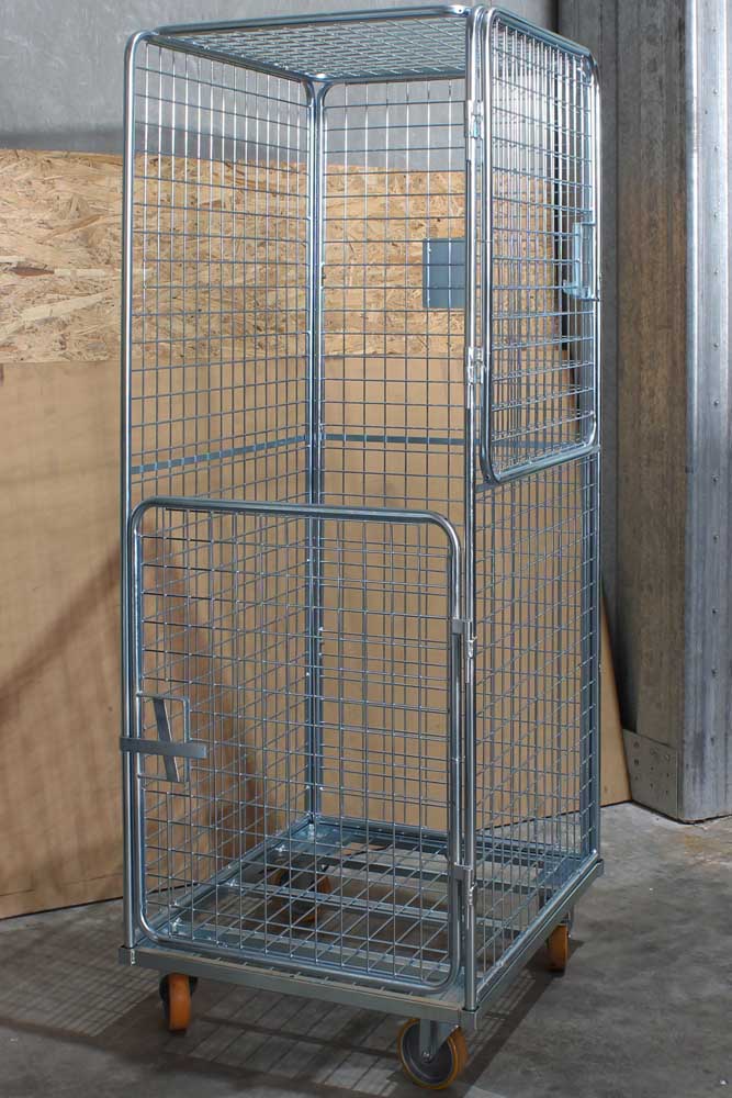 Cage Trolley with Dual Door in Warehouse