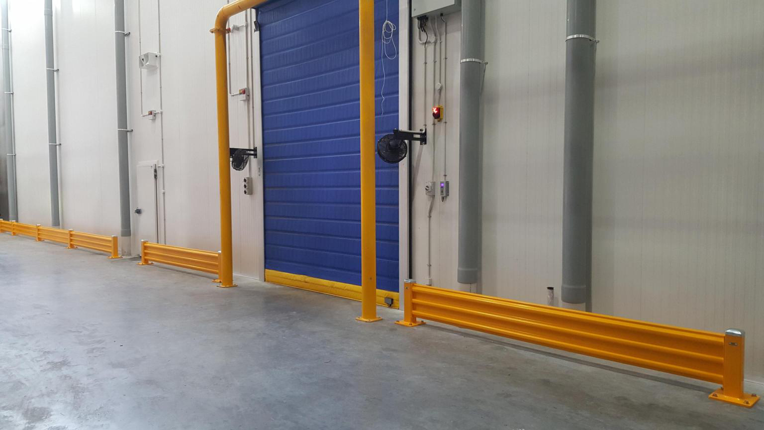 Metal Barrier with Doorway Protection Bollards