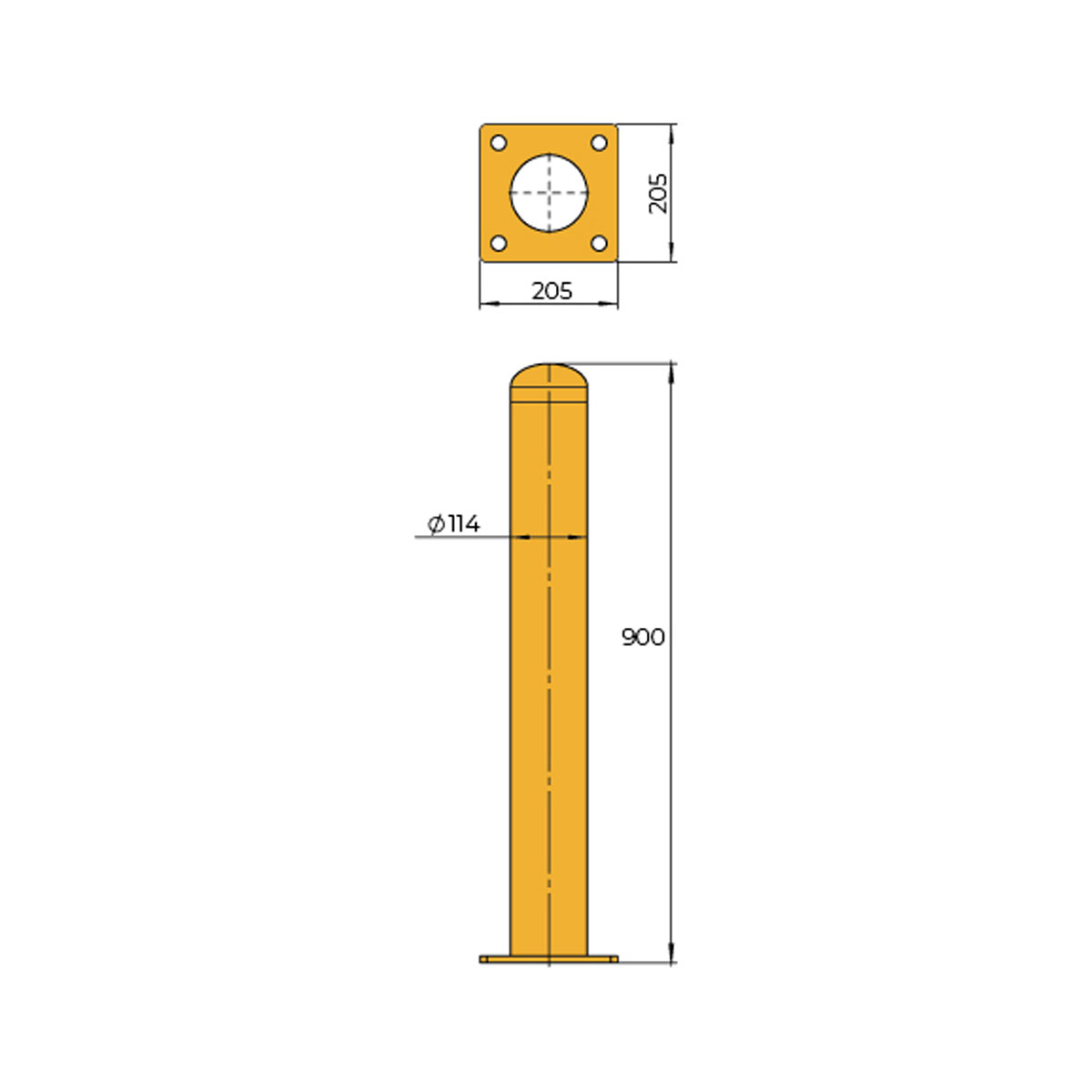 Bolt-down Bollard (PC over Galv)