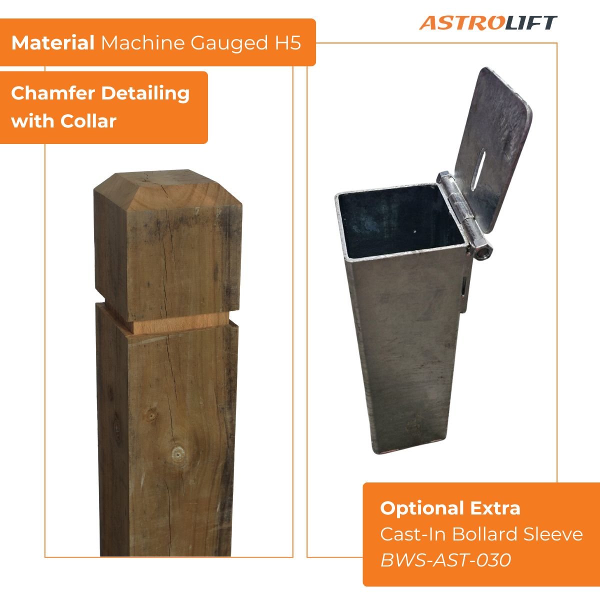 Buy Wooden Bollard Collar Chamfer in New Products available at Astrolift NZ