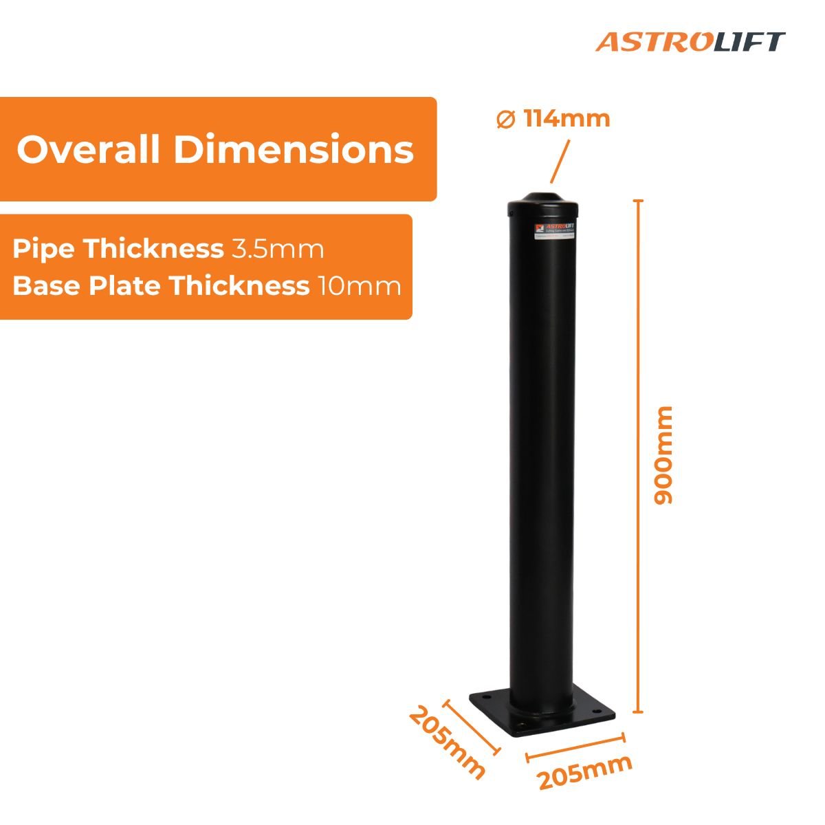 Buy Bolt-down Bollard (Black) in New Products available at Astrolift NZ