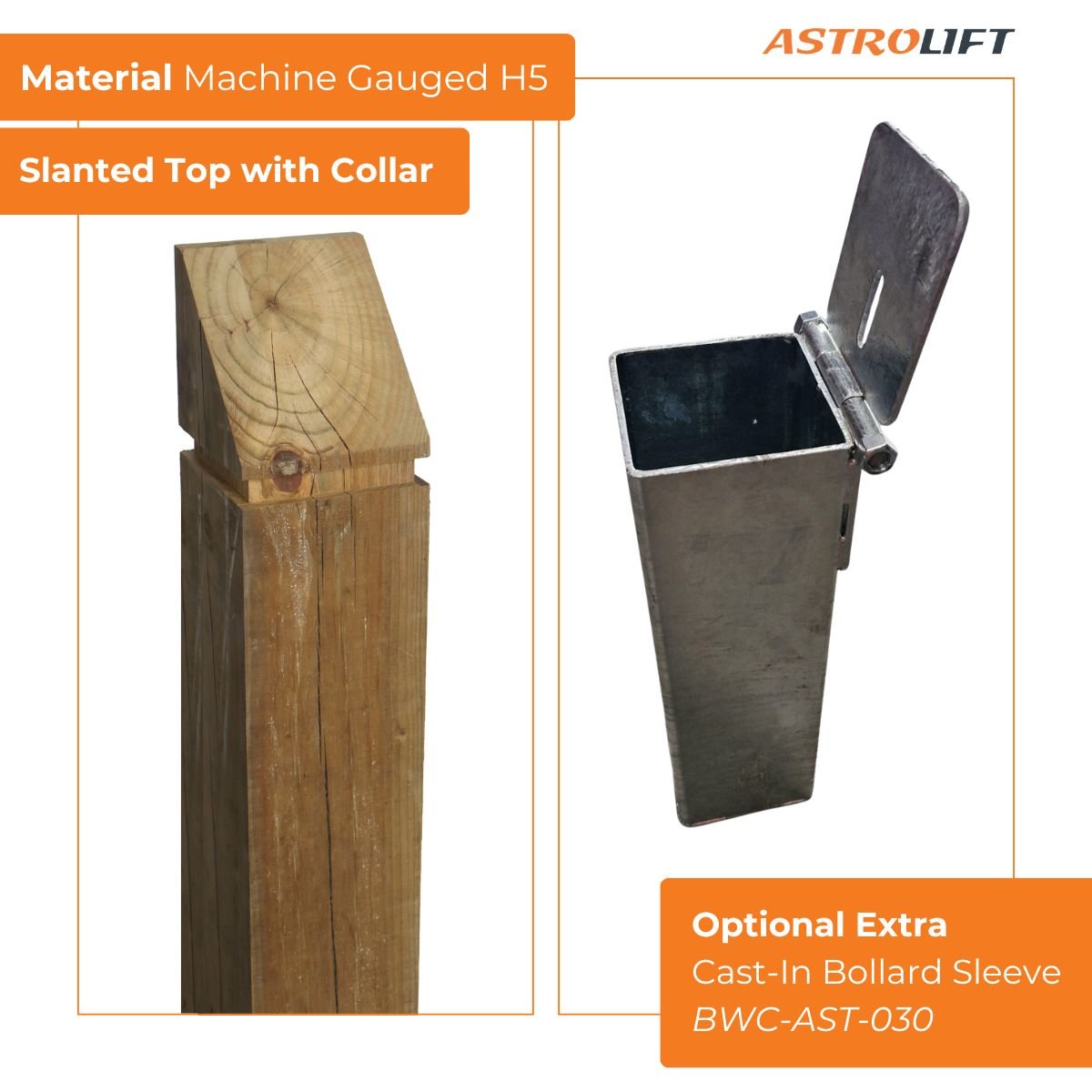 Buy Wooden Bollard Slant-Top  in New Products available at Astrolift NZ