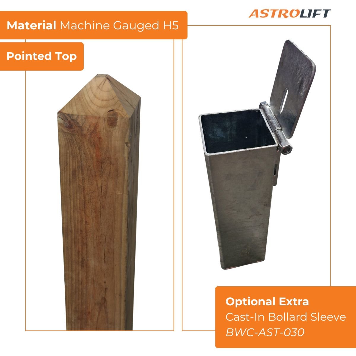 Buy Wooden Bollard Pointed Top in New Products available at Astrolift NZ