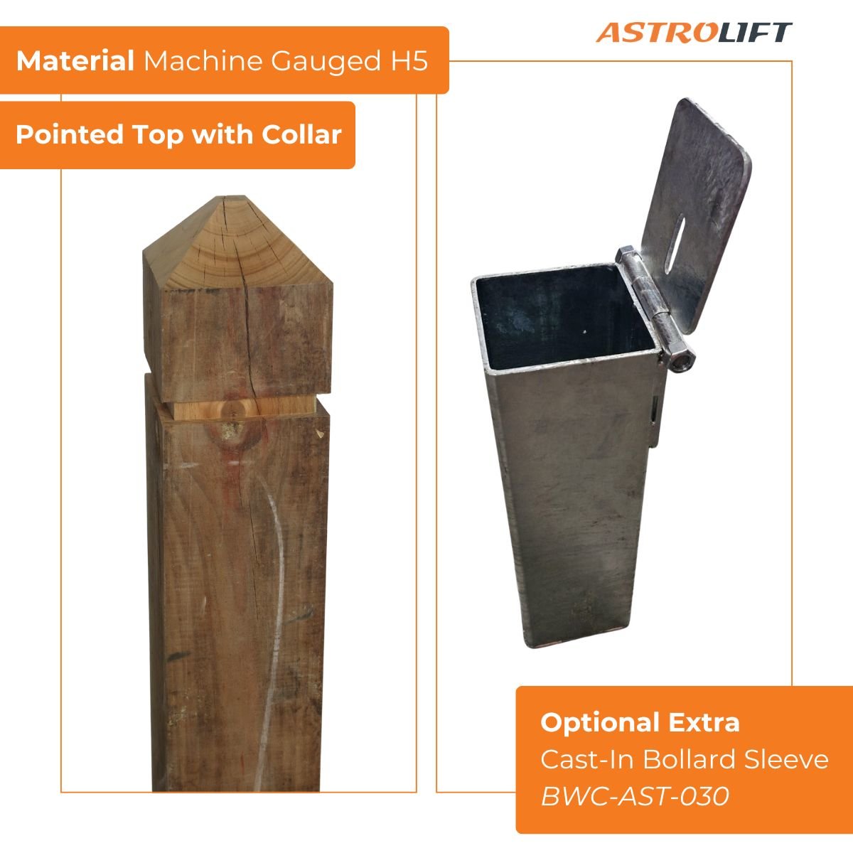 Buy Wooden Bollard Collared Point in New Products available at Astrolift NZ