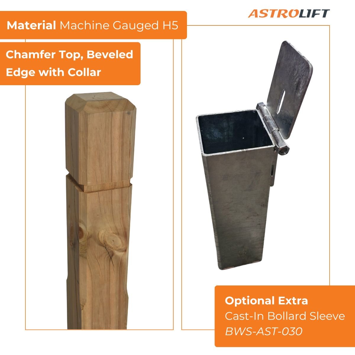 Buy Wooden Bollard Beveled Side in New Products available at Astrolift NZ